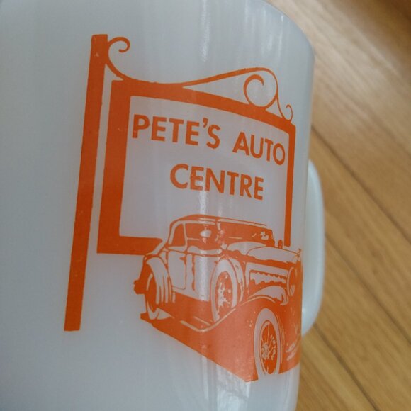 Vintage Milkglass Mug "Pete's Auto Centre" Retro Car Mechanic #2 - Picture 4 of 11